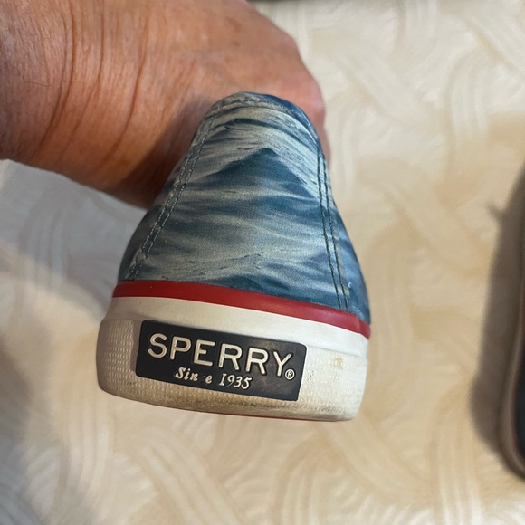 Sperry Jaws Blue Wave Canvas Sneakers with Red Trim - Picture 11 of 11